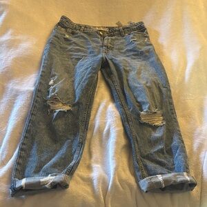 Zara Blue Distressed Boyfriend Jeans